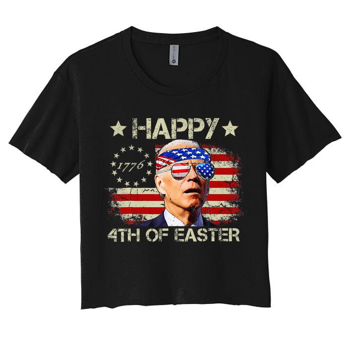 Funny Joe Biden 4th Of July Happy 4th Of Easter Us Flag Crop Top