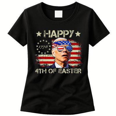 Funny Joe Biden 4th Of July Happy 4th Of Easter Us Flag Womens T-Shirt