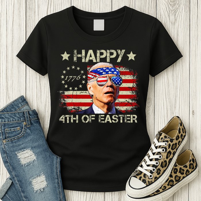 Funny Joe Biden 4th Of July Happy 4th Of Easter Us Flag Womens T-Shirt