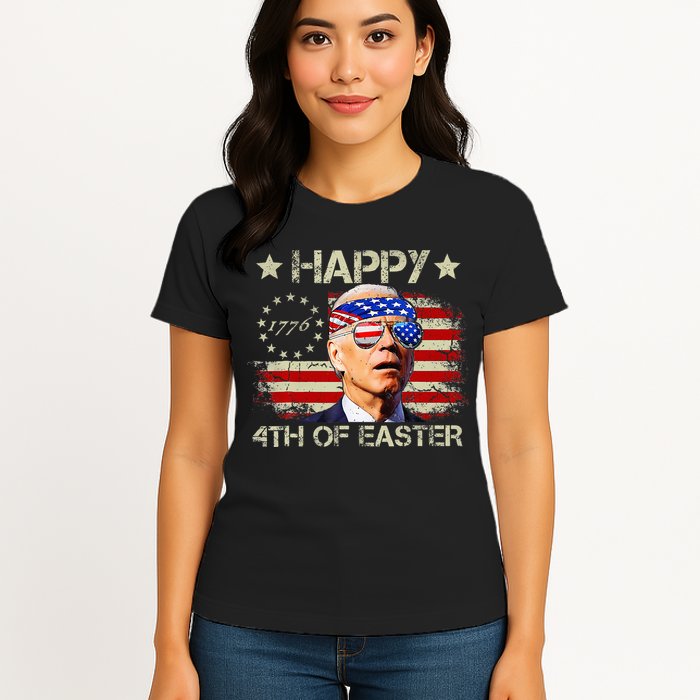 Funny Joe Biden 4th Of July Happy 4th Of Easter Us Flag Womens T-Shirt
