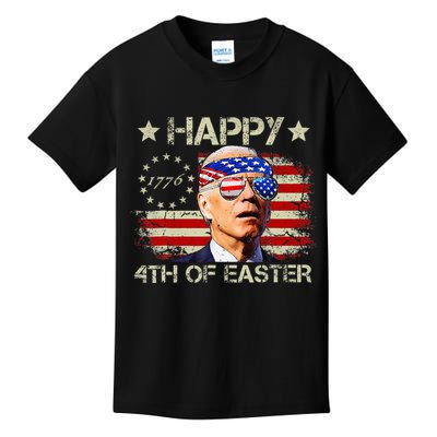 Funny Joe Biden 4th Of July Happy 4th Of Easter Us Flag Kids T-Shirt