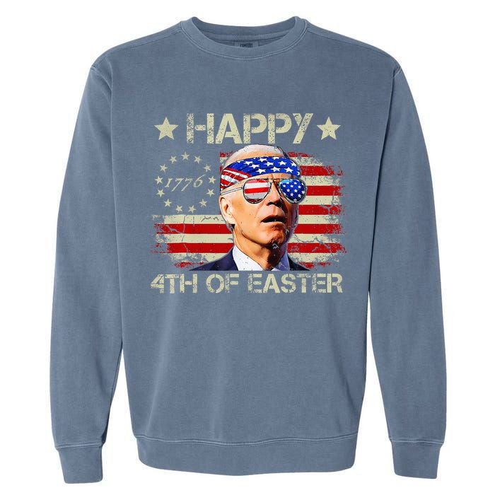 Funny Joe Biden 4th Of July Happy 4th Of Easter Us Flag Garment-Dyed Sweatshirt