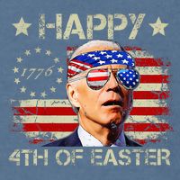 Funny Joe Biden 4th Of July Happy 4th Of Easter Us Flag Garment-Dyed Sweatshirt