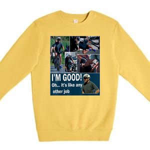 Funny Joe Biden Falling Off Bicycle Bike Meme Premium Crewneck Sweatshirt