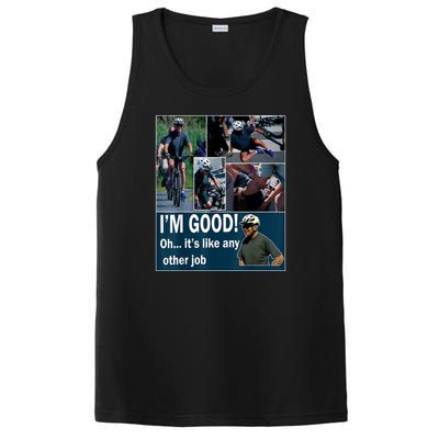 Funny Joe Biden Falling Off Bicycle Bike Meme PosiCharge Competitor Tank