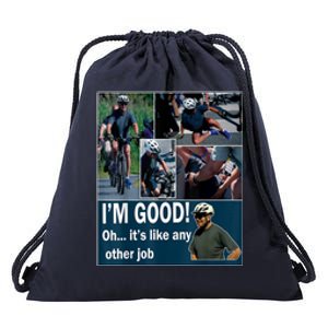 Funny Joe Biden Falling Off Bicycle Bike Meme Drawstring Bag