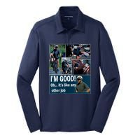 Funny Joe Biden Falling Off Bicycle Bike Meme Silk Touch Performance Long Sleeve Polo