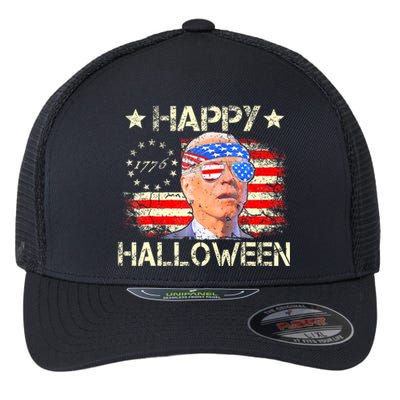 Funny Joe Biden 4th Of July Happy Halloween Us Flag Flexfit Unipanel Trucker Cap