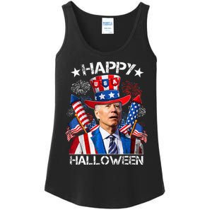 Funny Joe Biden 4th Of July Happy Halloween Firework Ladies Essential Tank