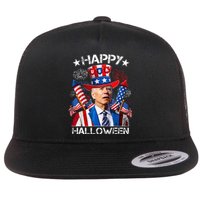 Funny Joe Biden 4th Of July Happy Halloween Firework Flat Bill Trucker Hat