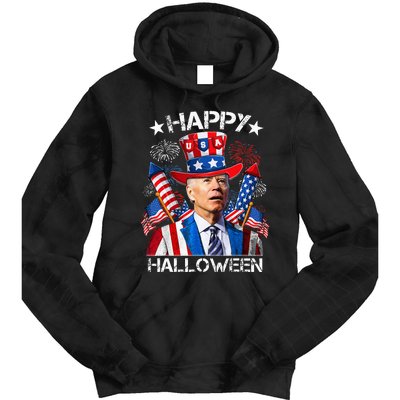 Funny Joe Biden 4th Of July Happy Halloween Firework Tie Dye Hoodie