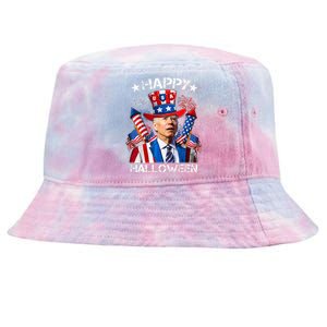 Funny Joe Biden 4th Of July Happy Halloween Firework Tie-Dyed Bucket Hat