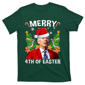 Funny Joe Biden Christmas Santa Hat Merry 4th Of Easter Xmas T-Shirt