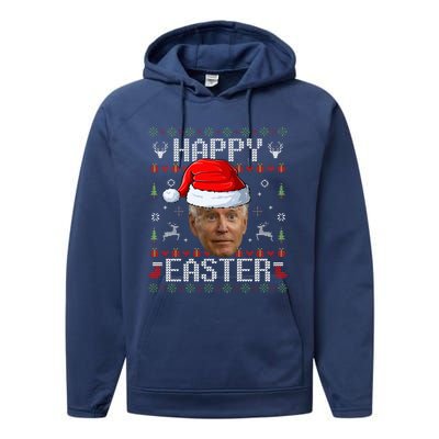 Funny Joe Biden Happy Easter Funny Ugly Christmas Sweater  Performance Fleece Hoodie