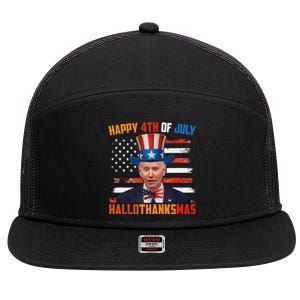 Funny Joe Biden Happy 4th Of July Hallothanksmas Holidays 7 Panel Mesh Trucker Snapback Hat