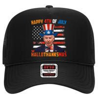 Funny Joe Biden Happy 4th Of July Hallothanksmas Holidays High Crown Mesh Back Trucker Hat