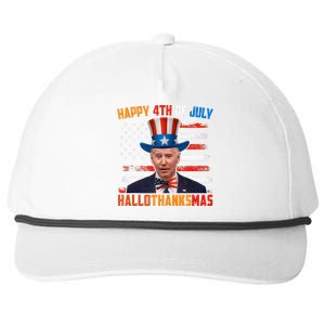 Funny Joe Biden Happy 4th Of July Hallothanksmas Holidays Snapback Five-Panel Rope Hat