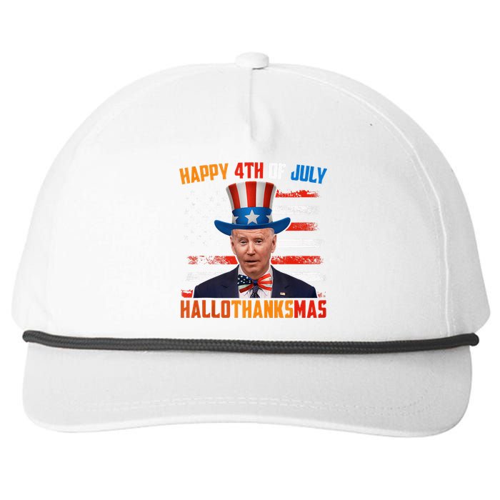 Funny Joe Biden Happy 4th Of July Hallothanksmas Holidays Snapback Five-Panel Rope Hat