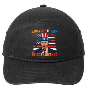 Funny Joe Biden Happy 4th Of July Hallothanksmas Holidays 7-Panel Snapback Hat