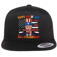 Funny Joe Biden Happy 4th Of July Hallothanksmas Holidays Flat Bill Trucker Hat