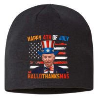 Funny Joe Biden Happy 4th Of July Hallothanksmas Holidays Sustainable Beanie