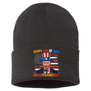 Funny Joe Biden Happy 4th Of July Hallothanksmas Holidays Sustainable Knit Beanie