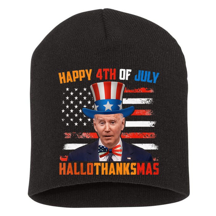 Funny Joe Biden Happy 4th Of July Hallothanksmas Holidays Short Acrylic Beanie