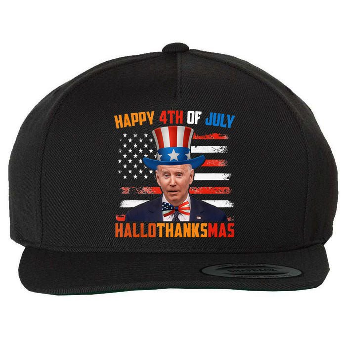 Funny Joe Biden Happy 4th Of July Hallothanksmas Holidays Wool Snapback Cap