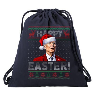 Funny Joe Biden Happy Easter Ugly Christmas Sweater Drawstring Bag