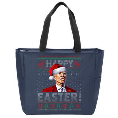 Funny Joe Biden Happy Easter Ugly Christmas Sweater Zip Tote Bag