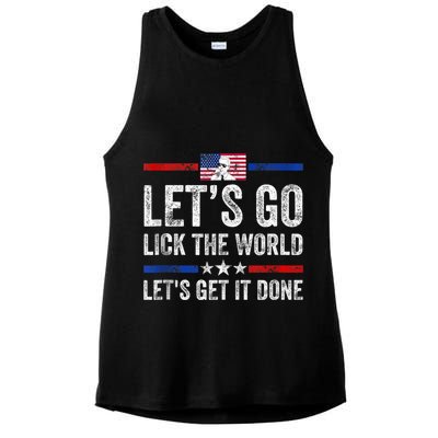 Funny Joe Biden Lets Go Lick The World Lets Get It Done Ladies PosiCharge Tri-Blend Wicking Tank