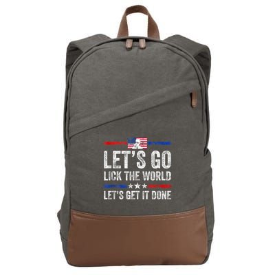 Funny Joe Biden Lets Go Lick The World Lets Get It Done Cotton Canvas Backpack