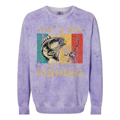 Fishing Jokes Boy Fisherman Bass Fish Colorblast Crewneck Sweatshirt