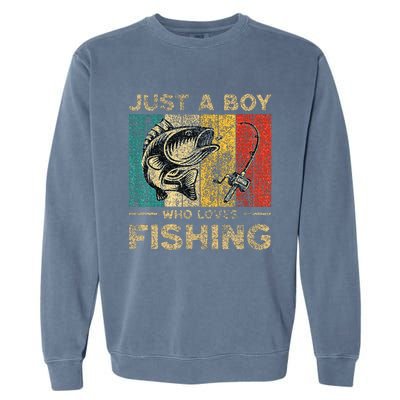 Fishing Jokes Boy Fisherman Bass Fish Garment-Dyed Sweatshirt