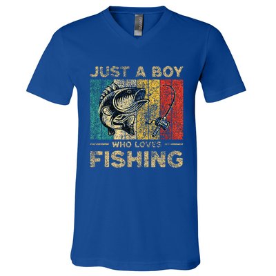 Fishing Jokes Boy Fisherman Bass Fish V-Neck T-Shirt