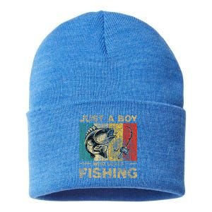 Fishing Jokes Boy Fisherman Bass Fish Sustainable Knit Beanie