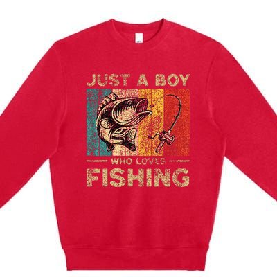 Fishing Jokes Boy Fisherman Bass Fish Premium Crewneck Sweatshirt