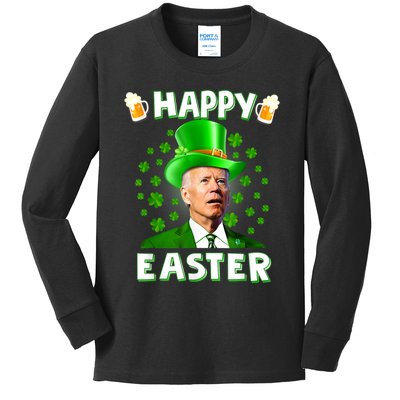 Funny Joe Biden Happy Easter Confused St Patricks Day Kids Long Sleeve Shirt