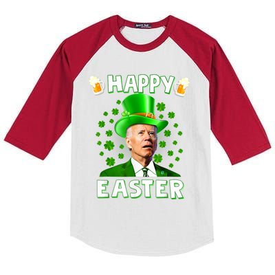 Funny Joe Biden Happy Easter Confused St Patricks Day Kids Colorblock Raglan Jersey