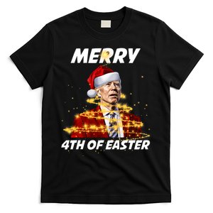 Funny Joe Biden Christmas Santa Hat Merry 4th Of Easter Xmas T-Shirt