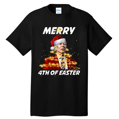 Funny Joe Biden Christmas Santa Hat Merry 4th Of Easter Xmas Tall T-Shirt