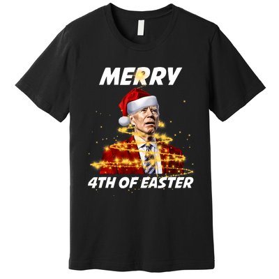 Funny Joe Biden Christmas Santa Hat Merry 4th Of Easter Xmas Premium T-Shirt