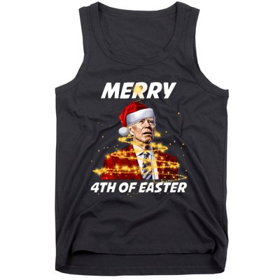 Funny Joe Biden Christmas Santa Hat Merry 4th Of Easter Xmas Tank Top