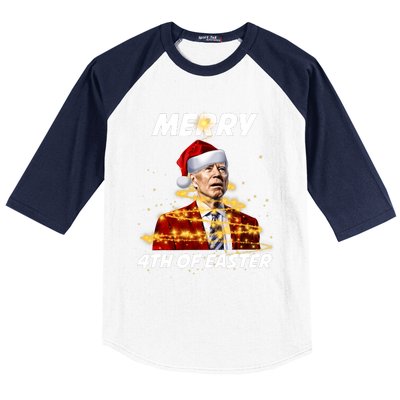 Funny Joe Biden Christmas Santa Hat Merry 4th Of Easter Xmas Baseball Sleeve Shirt