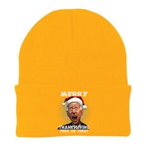 Funny Joe Biden Santa Hat Merry Thanksgiving Christmas Knit Cap Winter Beanie