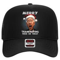 Funny Joe Biden Santa Hat Merry Thanksgiving Christmas High Crown Mesh Back Trucker Hat