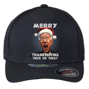 Funny Joe Biden Santa Hat Merry Thanksgiving Christmas Flexfit Unipanel Trucker Cap