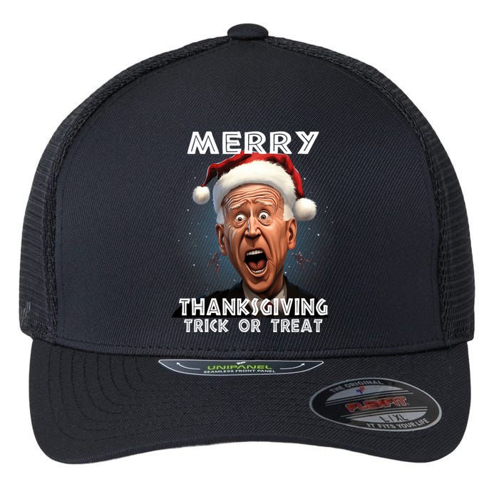 Funny Joe Biden Santa Hat Merry Thanksgiving Christmas Flexfit Unipanel Trucker Cap