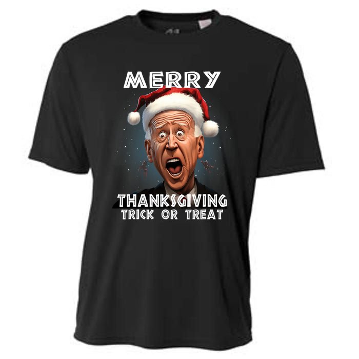 Funny Joe Biden Santa Hat Merry Thanksgiving Christmas Cooling Performance Crew T-Shirt