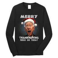 Funny Joe Biden Santa Hat Merry Thanksgiving Christmas Long Sleeve Shirt